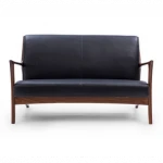 Modern Outdoor Living Room Ash Wood Furniture Chesterfield Leather Sofa Garden Set