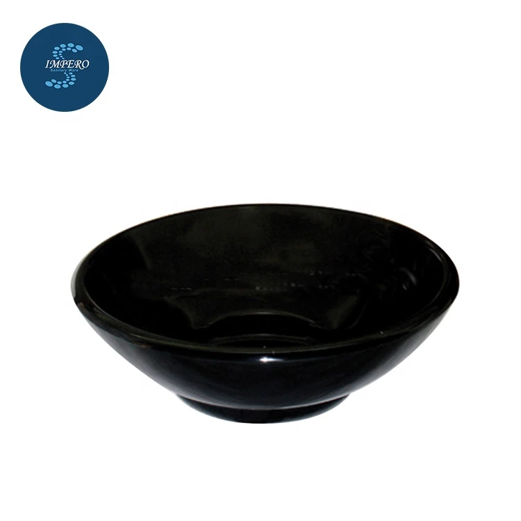 Modern round high-grade black pedestal tempered glass basin vessel sink