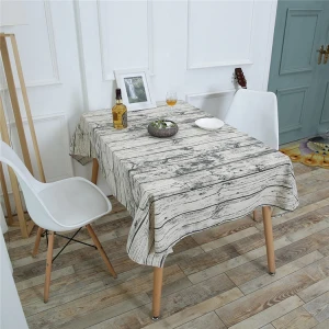 Modern Simplicity Gray Wood Grain Printing Style Rectangular Anti-Static Desk Dining Table Linen Table Cloth//