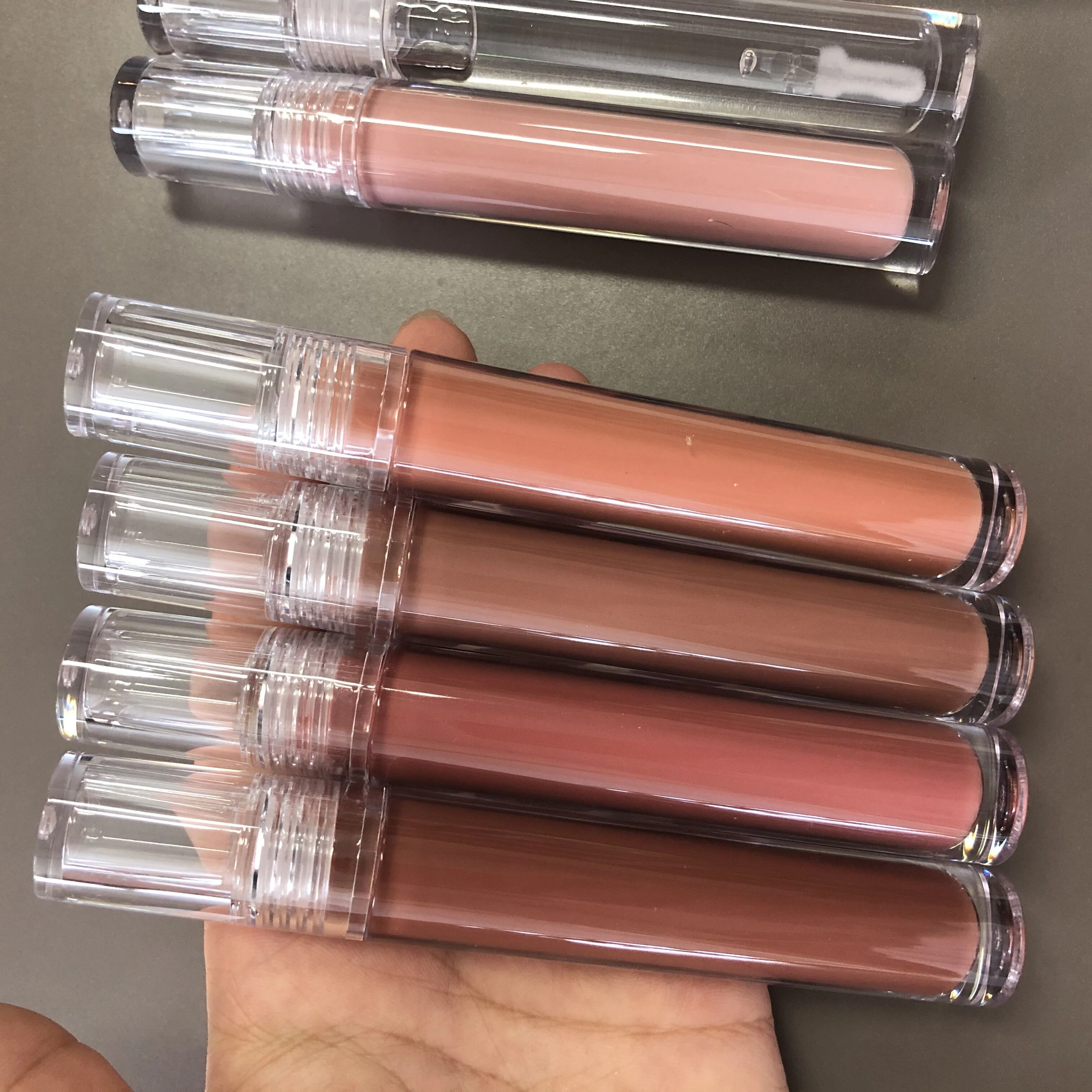 Moisture glossy colors brown nude lip gloss with private label
