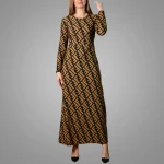 Monogram Pattern Muslim Clothing Popular Women  Islamic Dresses Chain Supplier Kaftan