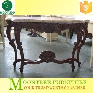 Moontree MCS-1107 gold leaf antique design marble wooden console table