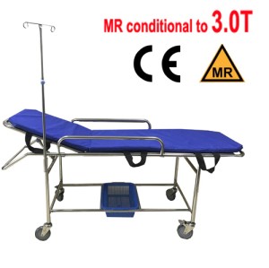 MRI compatible patient trolley / non-magnetic/ Backrest adjustable/ CE approved