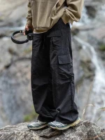 Multi Pocket Workwear Pants for Men 2024 Spring New Drawstring Long Pants Japanese Outdoor Loose Fitting Sports Casual Pants