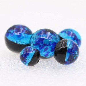 Murano Lampwork Glass Two-tone Sea Blue Half Hole Round Foil Beads for Metal Nine-shaped needle for Earring Bracelet Making