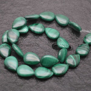 Natural Malachite Flat Drop Stone Loose Beads DIY Jewelry making supplies China Beads Supplier