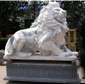 natural white marble big stone lion statue