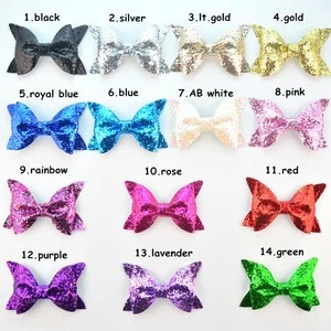 new arrival 14 colors stock sequin bow hairgrips fashion hair clip accessories