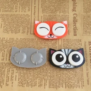 new big eyes owl frog fox cat mouse animal contact lens cases