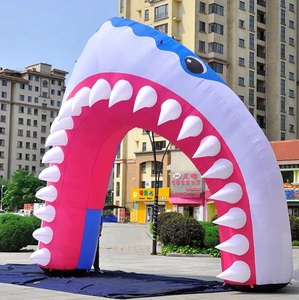 New design giant inflatable shark mouth arch for advertising