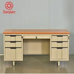 New design steel office furniture 6 drawer computer metal office desk with filing cabinet