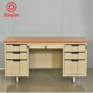 New design steel office furniture 6 drawer computer metal office desk with filing cabinet