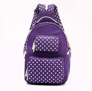 New Fashion Style Purple &amp; White Back Packs For School With Dot Pattern From Score! Designs LLC