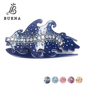 New Fashion Wave Design Hair Fork Acrylic Full Rhinestone Hair Comb Clips Wholesale Fashion Colorful Hair Accessories For Women