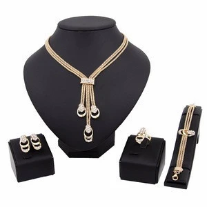 New Fashion Women African Jewelry Sets Gold Plated Alloy Wedding Necklace Sets
