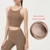 New lulu Sports underwear with chest pad hanging neck yoga wear halter vest top shock-proof running fitness lulu yoga bra