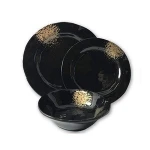 New product ideas OEM black luxury european melamine dinnerware sets new design 12 pcs round melamine outdoor dinner set