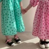 New Toddler Girls Dresses Puff Sleeve Girl Clothes 3 Years Summer Love Print Wholesale Kids Dress