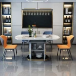 Newest Item Extendable Design Marble Round Dining Table with Hidden Locker Folding Round Multi-functional Storage Dining Table