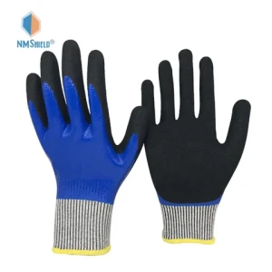 NMSHIELD Anti Cut Gloves Level 5 Sandy Nitrile Gloves Construction Water Resistant Custom Glove Manufacturer