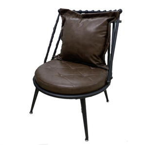 No.K2803 Nordic Wrought Iron Bar Chair With Leather Seat and Round Table
