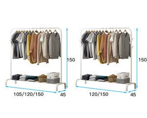 Nordic wrought iron indoor stainless steel garment clothes storage hangers standing rack display for clothes