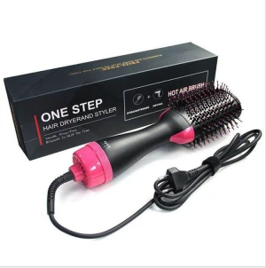 One step hair dryer and volumizer hair dryer brush straightener