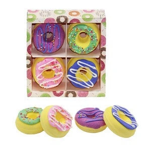 Organic Bath Fizzies Colorful Doughnut Bath Bombs With Box Foaming Bath Bomb Gift Set