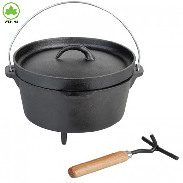 Outdoor Camping Cookware Cast Iron Dutch Oven with Lid