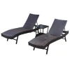 Outdoor Chaise Rattan Sun Lounger with Side Table