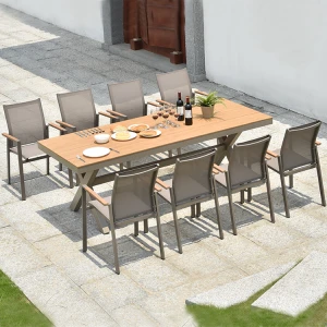 Outdoor Garden Furniture 6 Chairs Wooden Dining Tables and Chairs Set