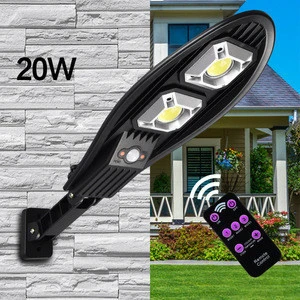 Outdoor IP65 Waterproof 20W 30W Motion Sensor Dusk to Dawn Security 64Leds 60Leds 90Leds Solar Street Light with Remote Control