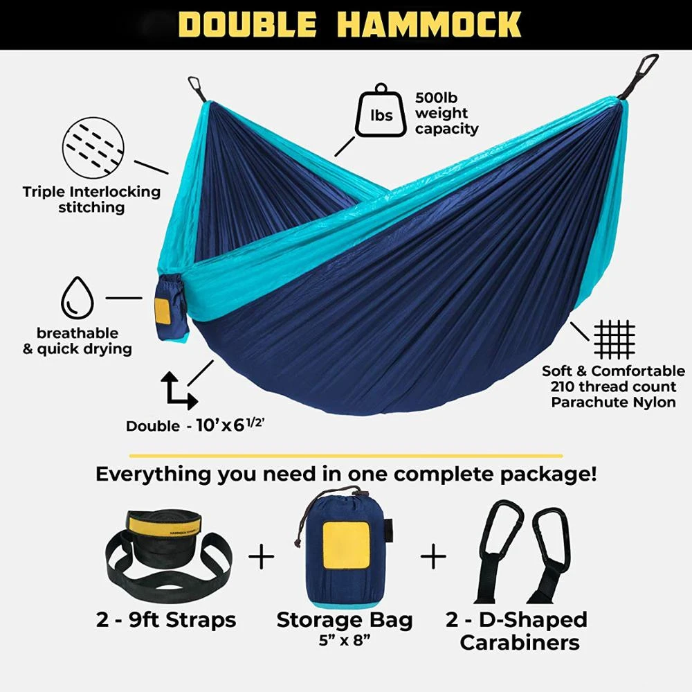 Outdoor Leisure Double 2 Person Cotton Hammocks 450lbs Ultralight Camping Hammock