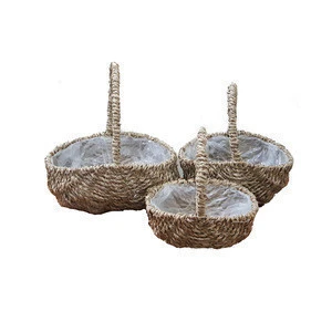 Oval seagrass wicker woven hanging planter pot storage baskets