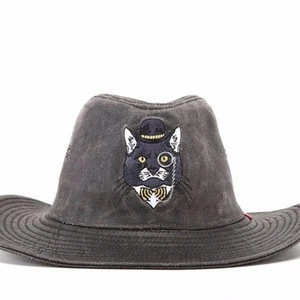 [P518-P521] WAX coating hat animal compass logo indiana jones hat vintage cowboy hat