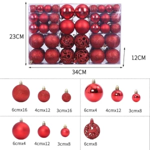 100 Pack Christmas Tree Ornaments Set Mini Shatterproof Holiday Ornaments Balls for Christmas Decorations Red