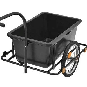 Plastic Tray Bicycle Cargo Transport Bike trailer Trolley with Handle and Coupling