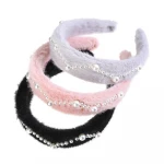 Plush pearl headband fashion hair accessories womens knotted wide-brimmed headband wild hairband headdress winter new style
