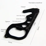 Pocket Tool EDC Seat Belt Cutter Bottle Opener Screw Driver Wrench Scale Rescue Hook Emergency Tool