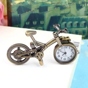 Pocket Watch, Bike Shape Vintage Watches Quartz Necklace Display Watch Birthday for Men & Women Children