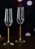 Popular wholesale crystal goblet gold foil flow champagne glass wine glass