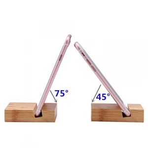 Portable Bamboo Wooden Stand (2 Pack 2 Angle) Cradle Dock Holder Mobile Phone Holder