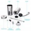 Portable Manual Coffee Grinder, Conical Burr Mill, Brushed Stainless Steel Hand Coffee Grinder Machine
