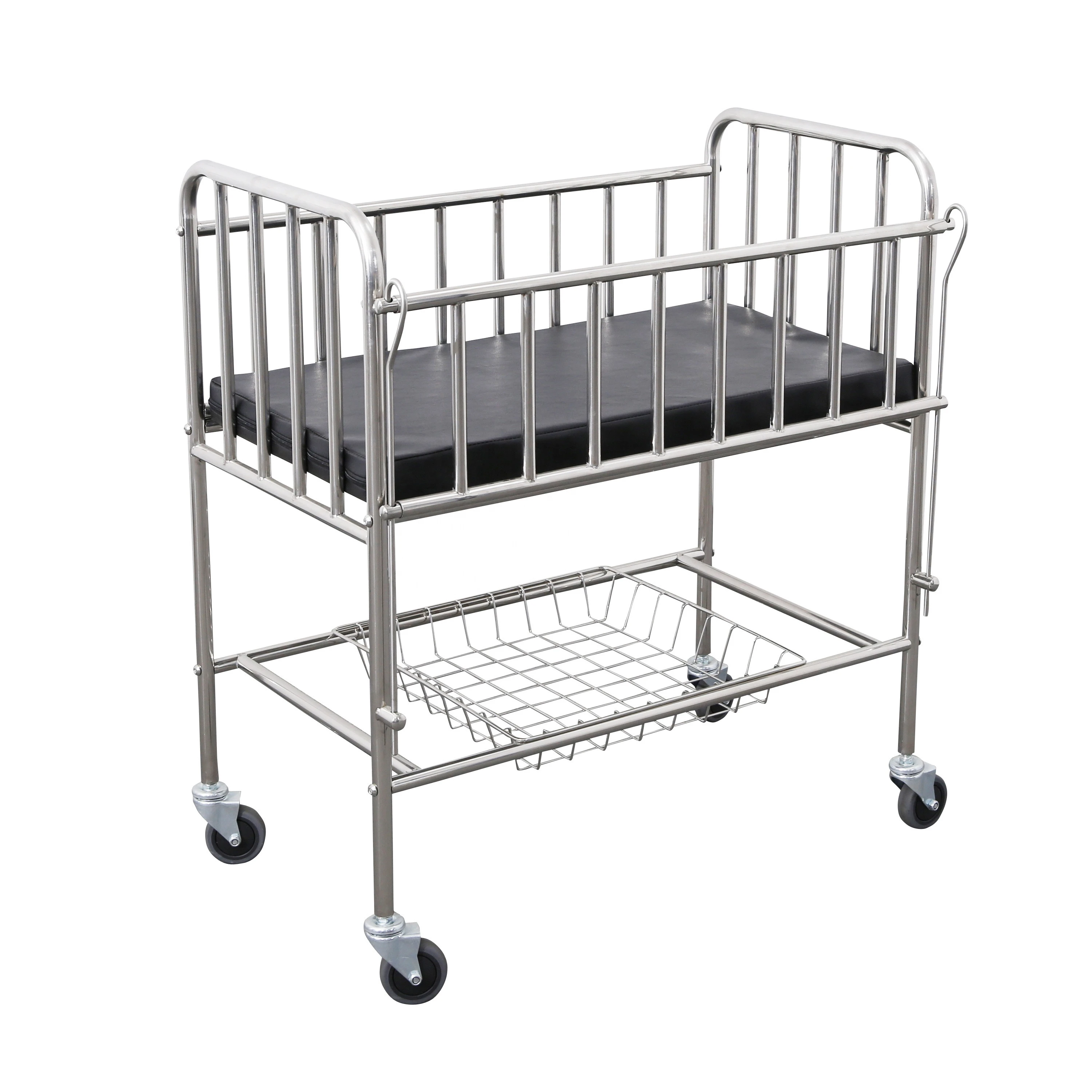 Portable stainless steel infant hospital medical Infant baby bed