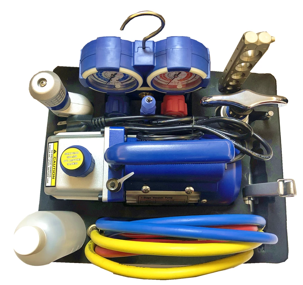 Portable Vacuum pump tool kit FT-8A Easy to Carry suit for refrigerants R410A, R22, R32, R134a, R407c