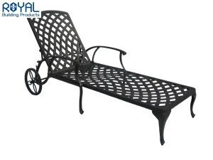powder coated high quality cast modern metal swimming with wheel reclining outdoor chair  aluminum pool side beach sun lounger