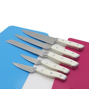 Premium forged handle stainless steel 5pcs custom kitchen knife ( white )