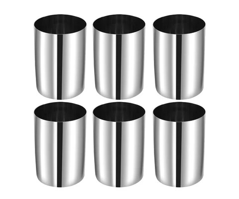 Premium Stainless Steel Juice Glass Set of 6 Pieces -300ml Multipurpose Serving Metal Glass Mirror Polish Food Grade