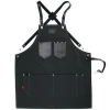 Professional Barber Aprons Quality Multicolored Denim Canvas Long Back X Leather Strap Salon Hairdressing Salon Aprons Capes