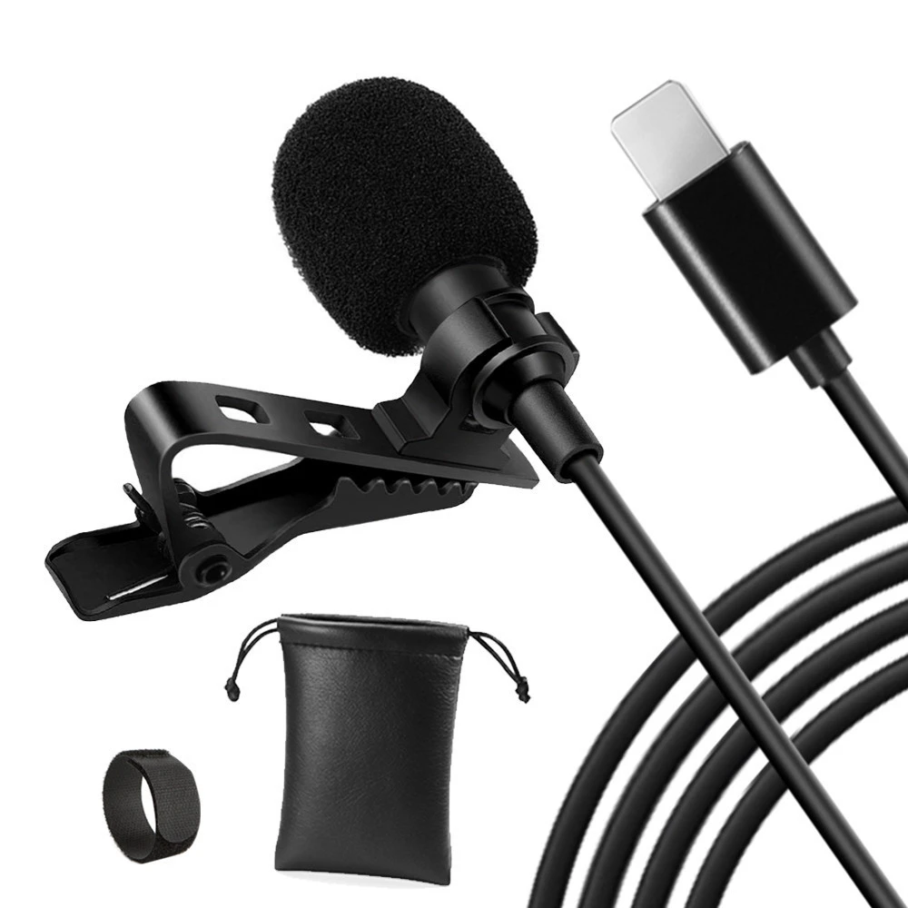 Professional Wired Hands Free Mini Lapel Clip Lavalier Microphone For Iphone Type C Plug Teaching Live Broadcast Loudspeaker